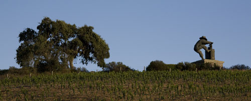The Grape Crusher statue greets visitors to the Napa Valley