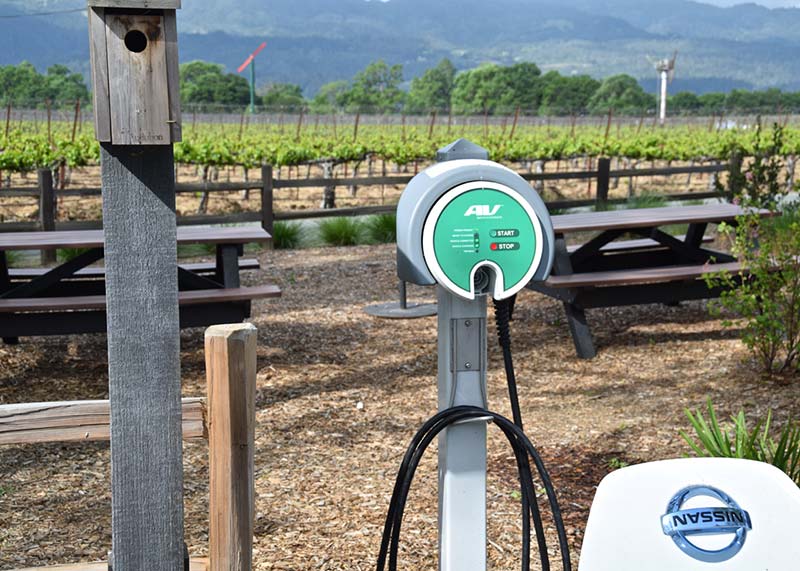 Emission-free errands made easy with the winery’s electric vehicle and charging station