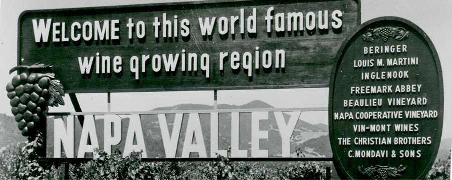 Napa Valley Sign in the 1970s